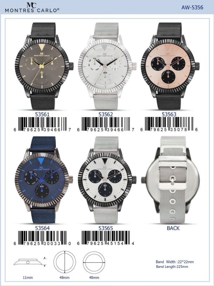12 Wholesale Men's Watch - 53563 assorted colors