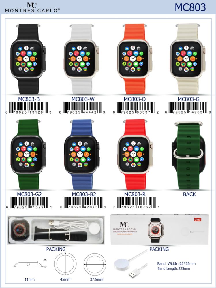 12 pieces of Digital Watch - MC803-W assorted colors
