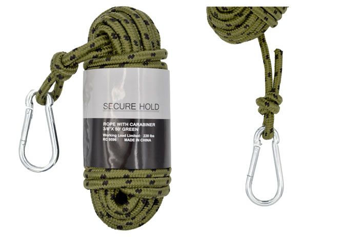 12 Pieces of Camo Rope With Steel Carabiner (3/8" X 50')