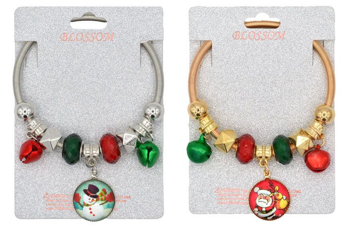 12 Wholesale Charm Bracelet (christmas With Geometric Beads)