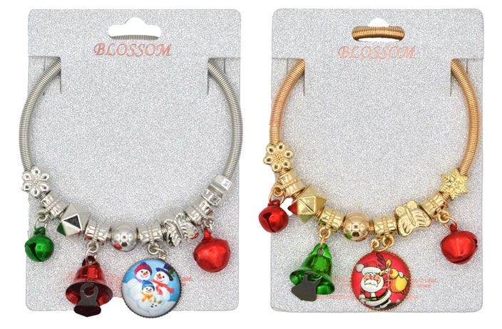 12 Pieces of Charm Bracelet (christmas With Shaped Beads)