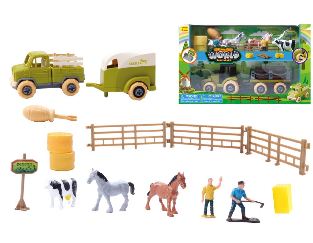 24 pieces of Farm Truck, Barn & Accessories Take-A-Part 15 Pcs Play Set Jumbo Size