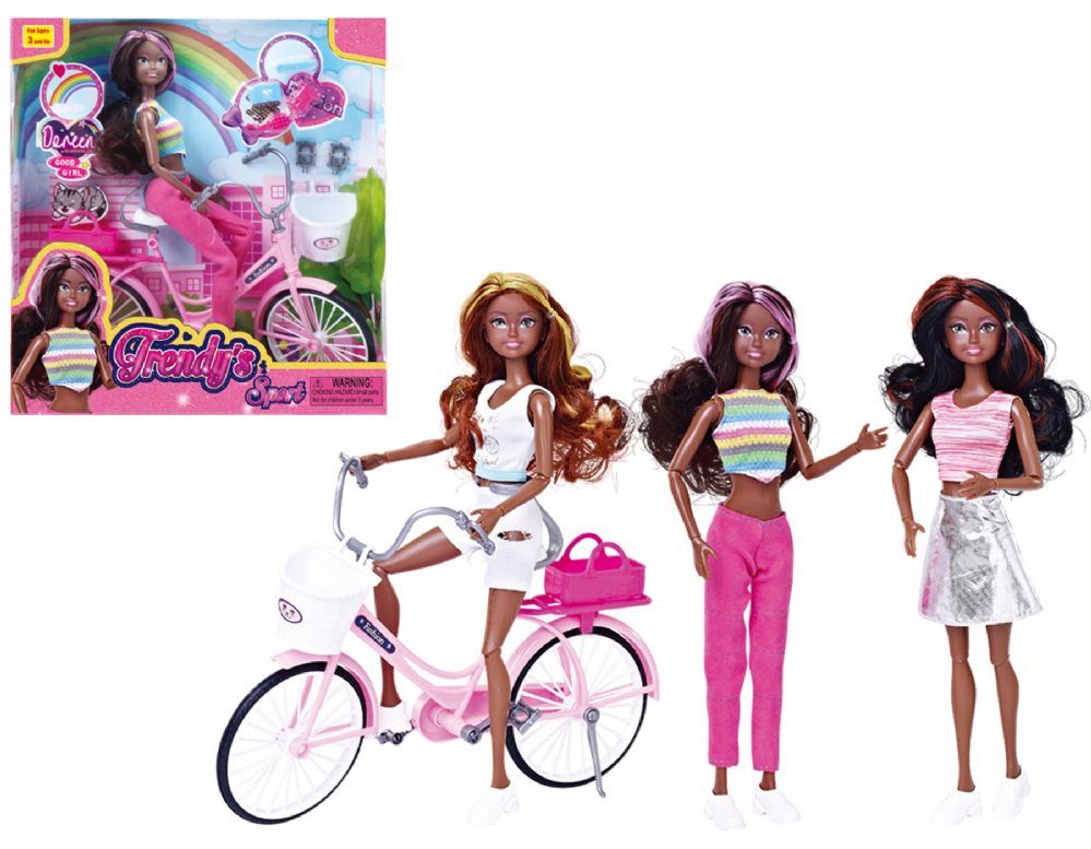 24 pieces of 12" Doll With 11" Bike & Sport Accesorires Play Set (2 Asstd. Colors)
