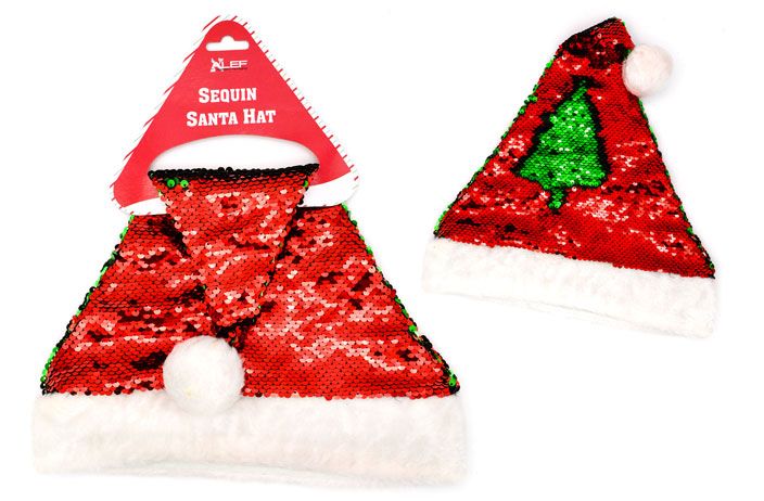 12 Wholesale Christmas Sequin Santa Hat