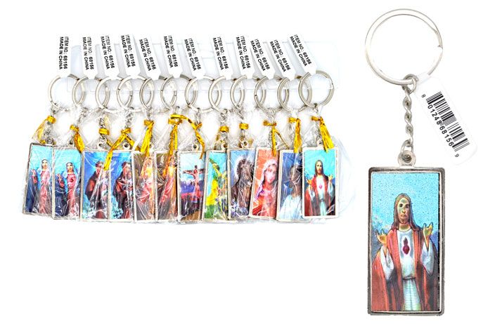 12 Pieces of Etched Metal Keychain (rectangular Christian)