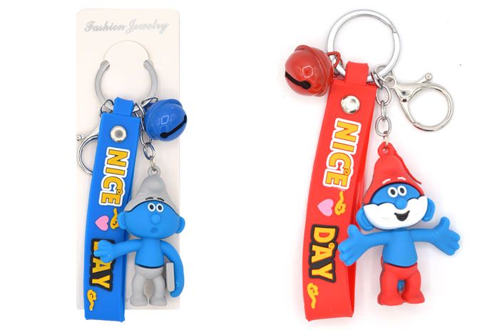 12 Pieces of Keychain With Strap (smurf)