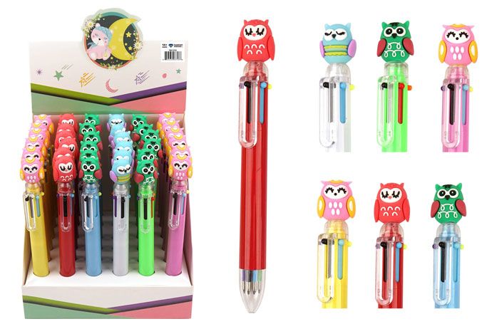 36 Wholesale MultI-Color Retractable Pen (owl)