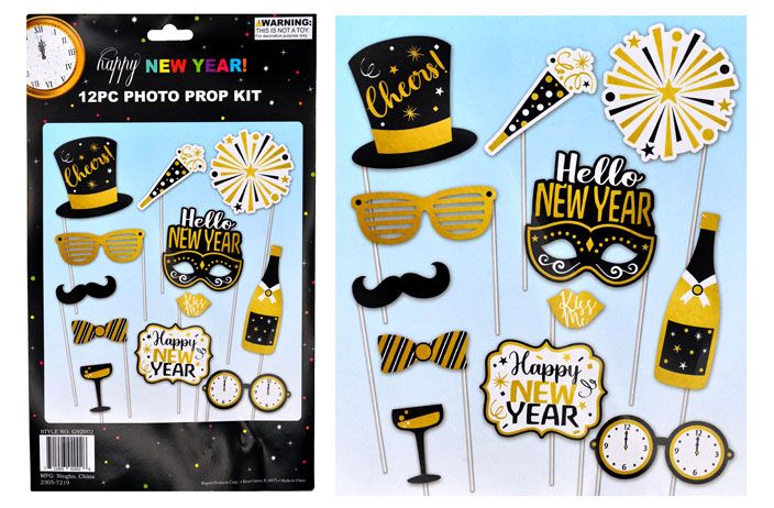 24 Sets New Years Photo Prop Kit (12 Pc) - Party Accessory Sets