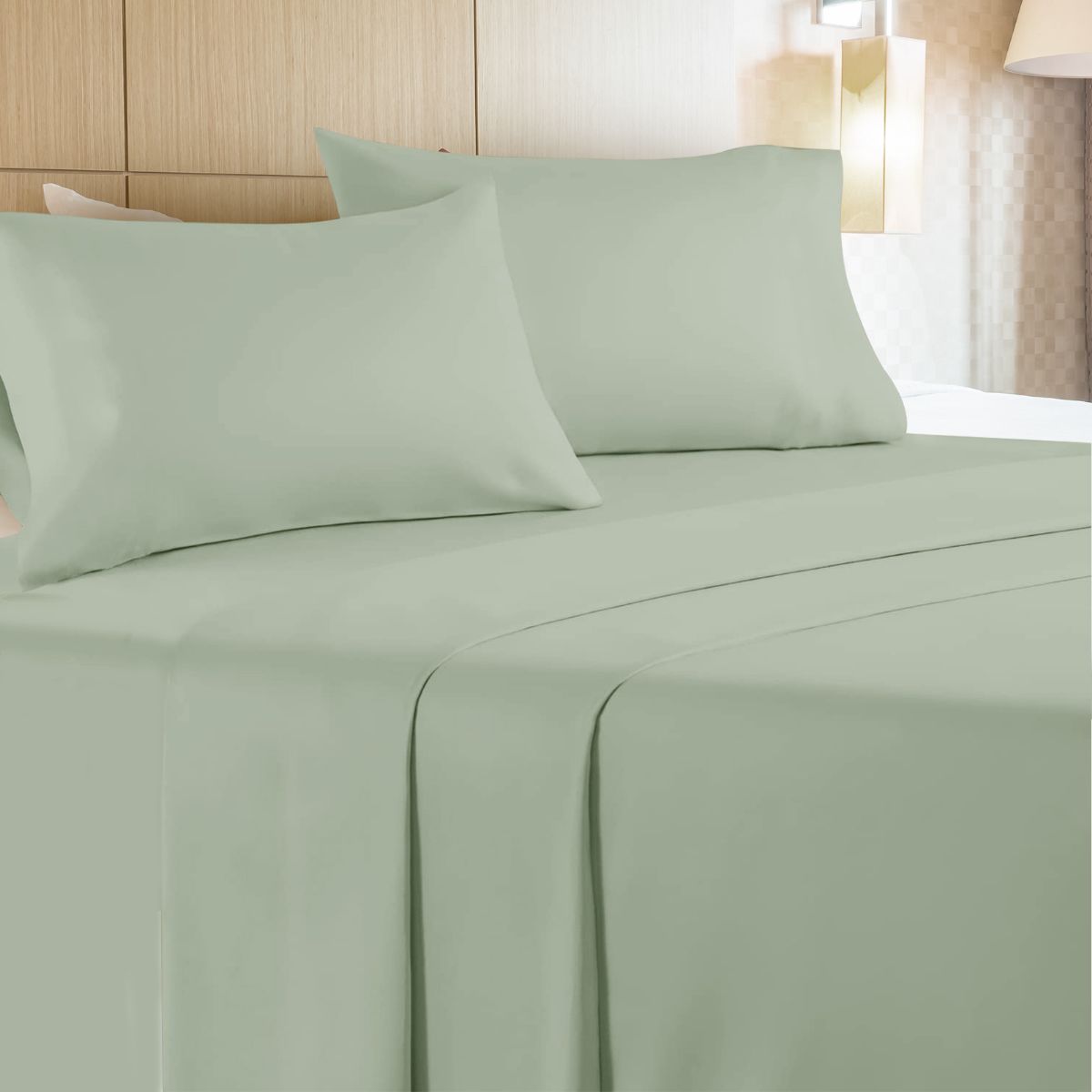 6 Sets of 4 Piece Microfiber Bed Sheet Set Twin Size In Sage