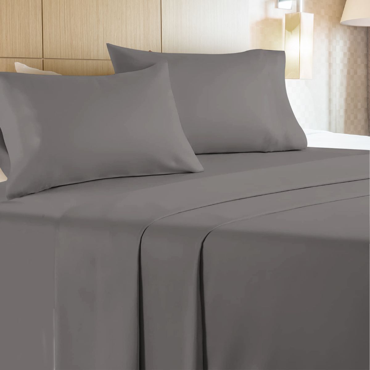 6 Sets of 4 Piece Microfiber Bed Sheet Set Full Size In Charcoal
