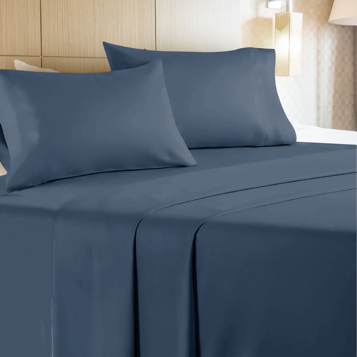 6 Wholesale 4 Piece Microfiber Bed Sheet Set Queen Size In Navy