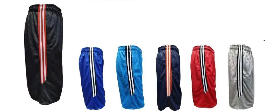 36 Wholesale Men's Basketball Short Open Mesh With Lining Assorted Colors Pack C