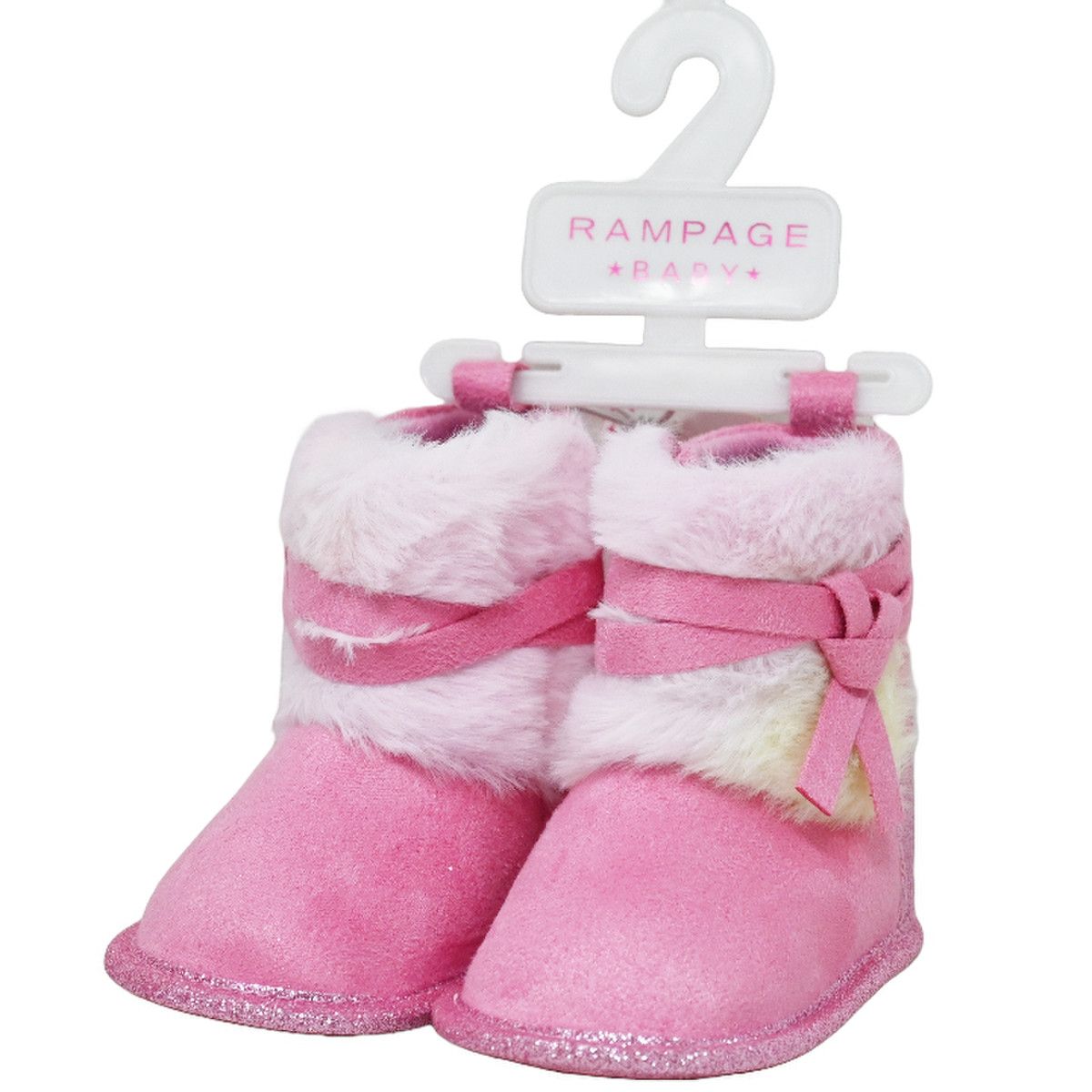18 Wholesale Infant Girls Microsuede Boots W/ Faux Fur Bow