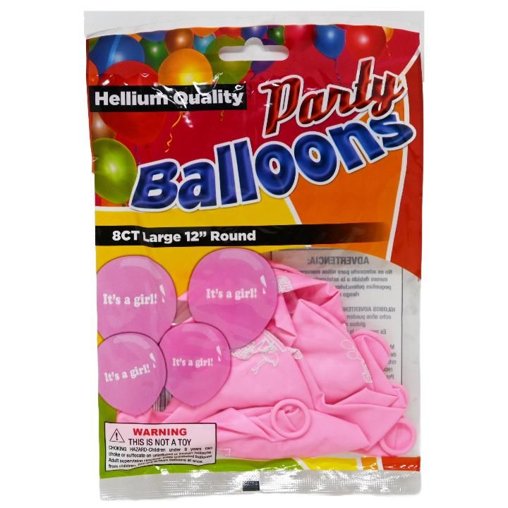 48 Pieces of 8ct Helium Quality Init's A Girl In Pink Party Balloons C/p 48