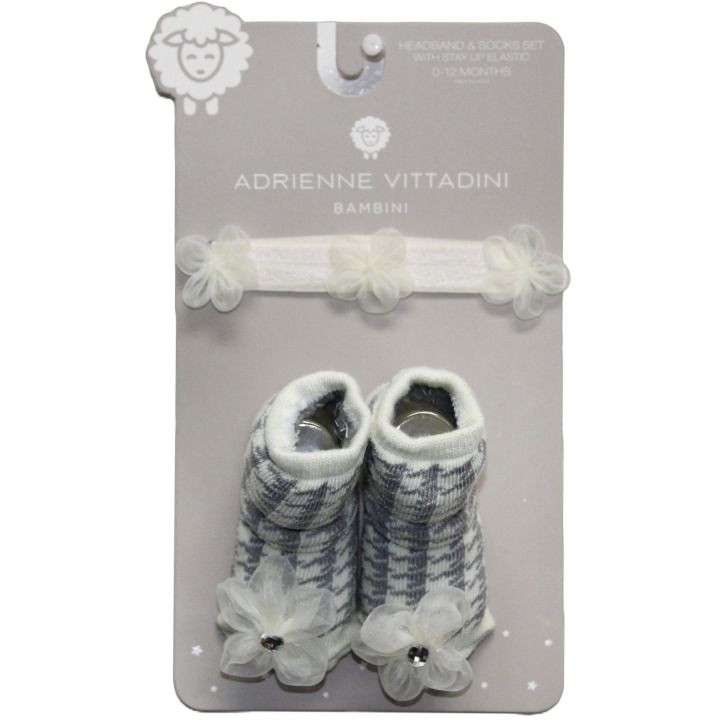 36 Wholesale Adrienne Vittadini 1pk Infant Embellished Headband/sock Set C/p 36