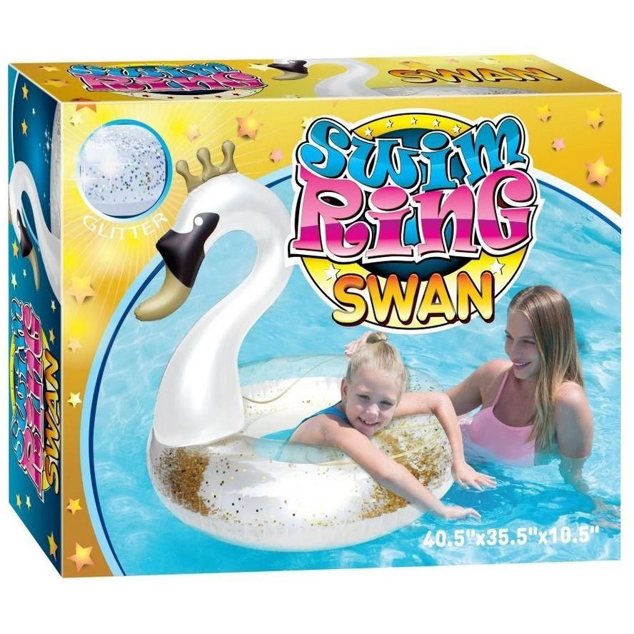 12 Pieces of Inflatable Swan Glitter Pool Float Ring C/p 12