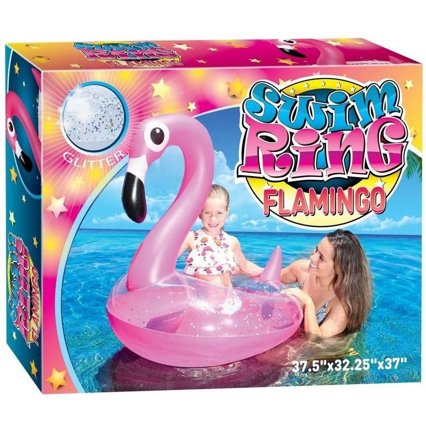 12 Pieces of Inflatable Flamingo Glitter Pool Float Ring C/p 12