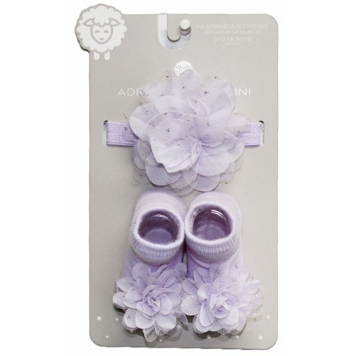 36 Wholesale 1pk Infant Lilac Headband/sock Set C/p 36