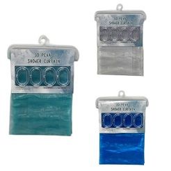 24 Pieces of 70 In X 72 In 3d Peva Shower Curtain With C-Hooks C/p 24
