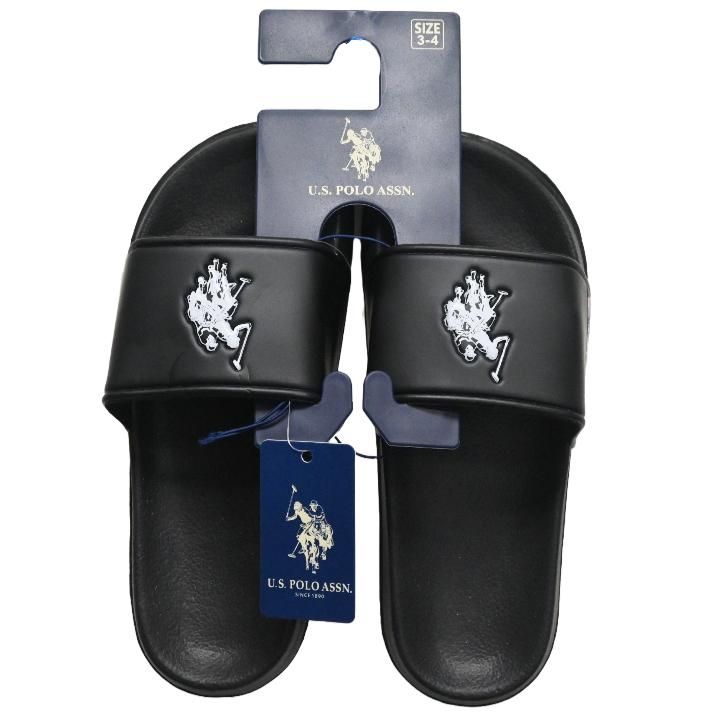 24 Wholesale U.s. Polo Assn. Boys Black Sandals C/p 24