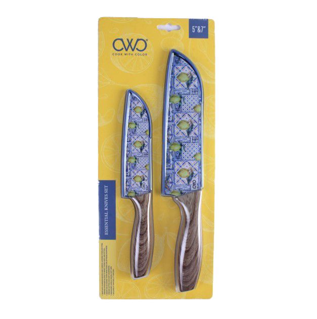 48 Wholesale 5 In+7 In Printed Knives Set With Sheath C/p 48