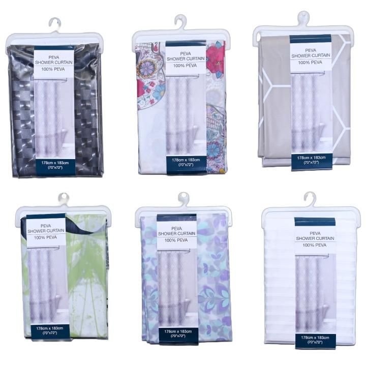 48 Pieces of 70 Inx72 In Asst Peva Printed Shower Curtain C/p 48