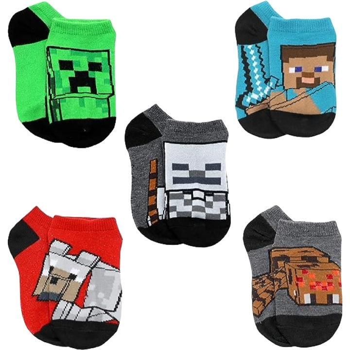 60 Wholesale 5pk Minecraft Spider Hunt Ns Socks Size 4-6 C/p 60