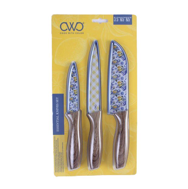 48 Pieces of 3pc 3.5 In+5 In+7 In Printed Knives Set With Sheath C/p 48