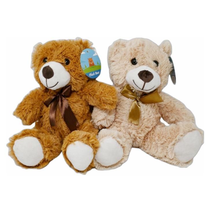 12 Wholesale 10.25 In Plush Bear With Ribbon Brown And Beige C/p 12