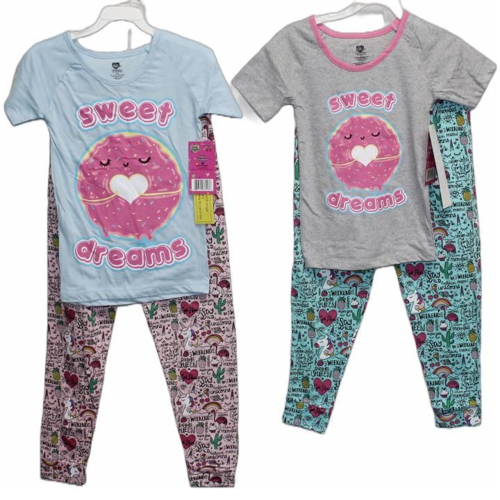 24 Wholesale 2pc Insweet Dreams In Girls Sleep Set (2 Asst Prints -Size: 4/5,6/7,8/10,12/14) C/p 24