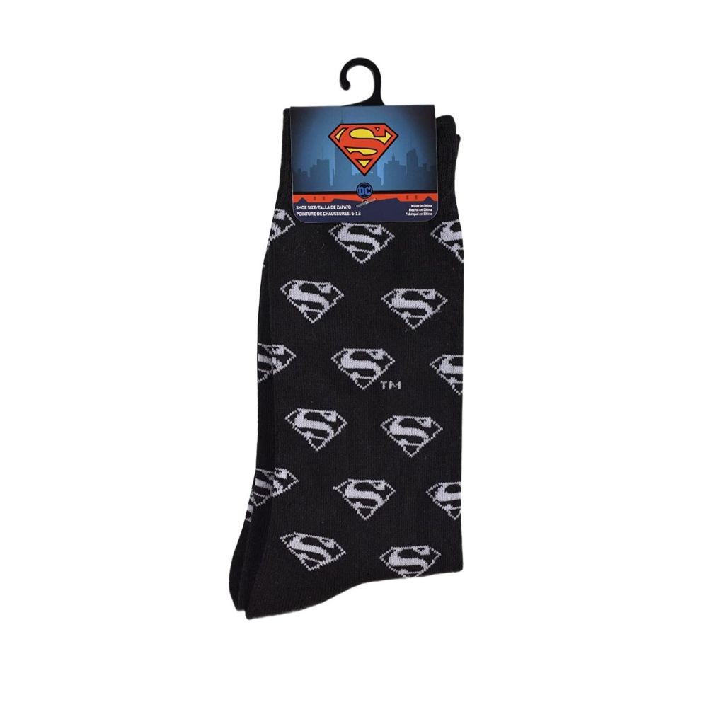 60 Wholesale 1pk Superman Classic Black Socks Size 10-13 C/p 60