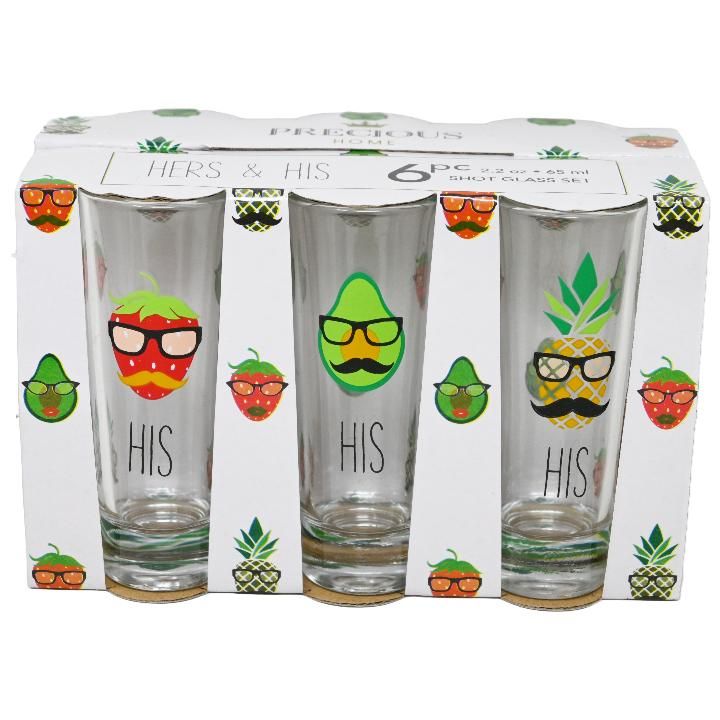 12 Pieces of 6pc 2.5oz His And Hers Tall Shot Glass Set C/p 12