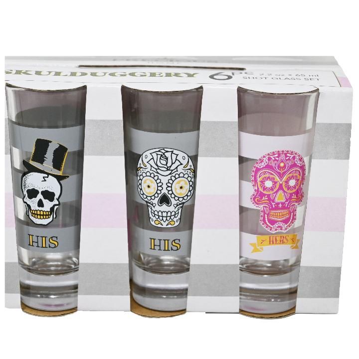 12 Pieces of 6pc 2.5oz Skulduggery Tall Shot Glass Set C/p 12