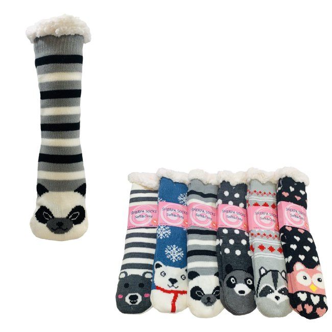 12 Pieces of PlusH-Lined Non Slip Sherpa Socks