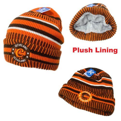 12 Pieces of Knitted PlusH-Lined Varsity Cuffed Hat [seal] Cleveland