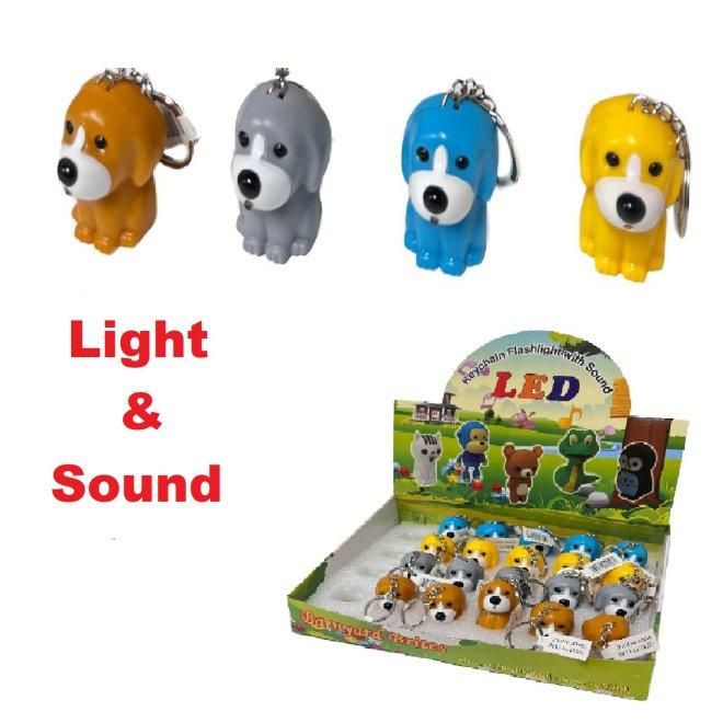 24 Pieces 2" Light Up Key Chain With Sound Effects [dogs] - Key Chains