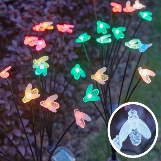 6 Wholesale 1pc 8-Head Solar Garden Stake With Led Lights [bees]