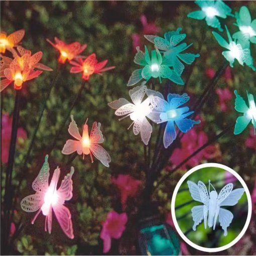 6 Wholesale 1pc 8-Head Solar Garden Stake With Led Lights [butterfly]