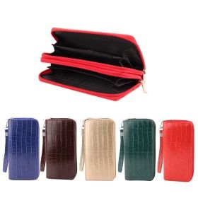 12 Pieces of Ladies Dual Zipper Wallet With Wrist Strap [gator]