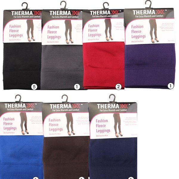 12 Wholesale Fashion Fleece Leggings [assorted Colors]