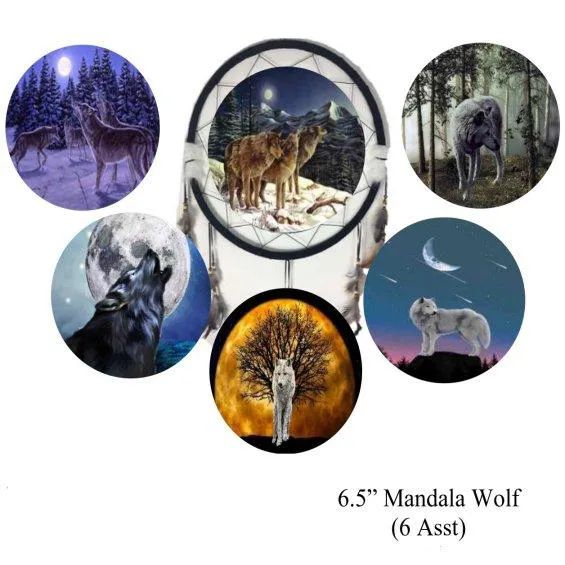 12 Wholesale 6.5" Mandalas [6 Assorted Styles] Wolves
