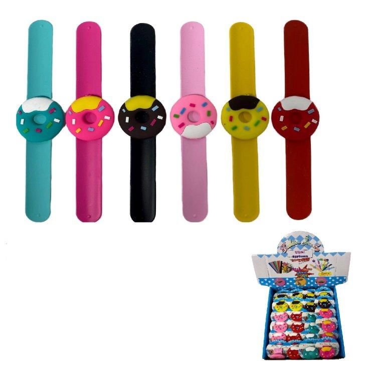24 Pieces 8.3" Silicone Snap Band Bracelet [donuts] - Bracelets