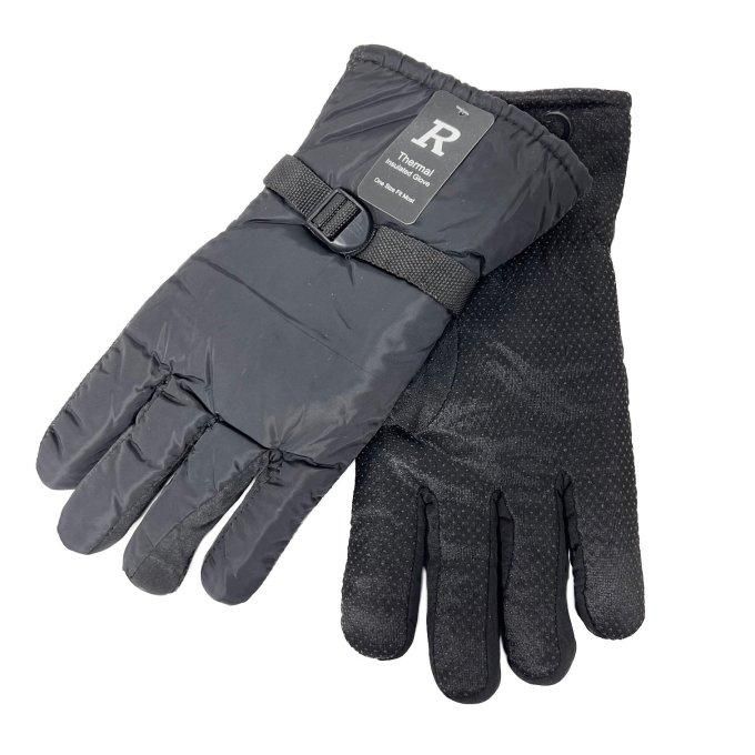 24 Pieces of Men's Lined Waterproof Snow Gloves Black Only