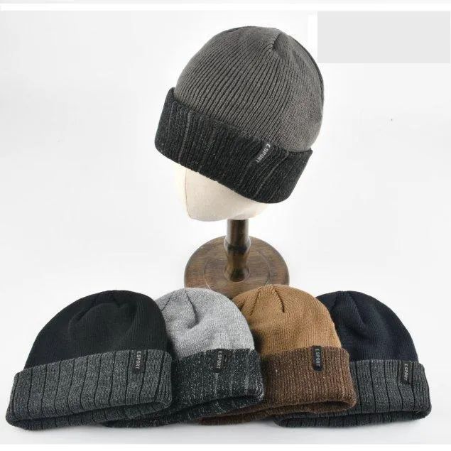 12 Wholesale PlusH-Lined Knit Toboggan [solid Top/variegated Fold]