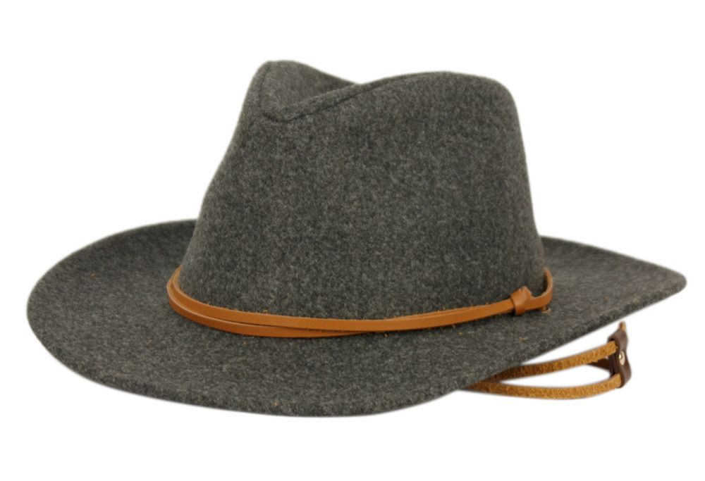 12 Wholesale Poly/wool Fedora With Leather Band & Chin Strap