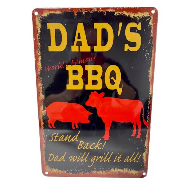 10 Pieces 11.75"x8" Metal SigN- Dad's Bbq - Signs & Flags