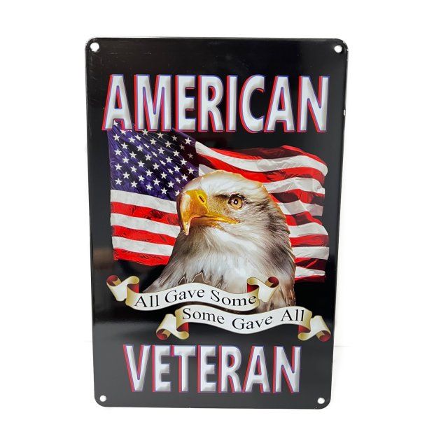 10 Pieces 11.75"x8" Metal SigN- American Veteran [eagle/flag] - Signs & Flags
