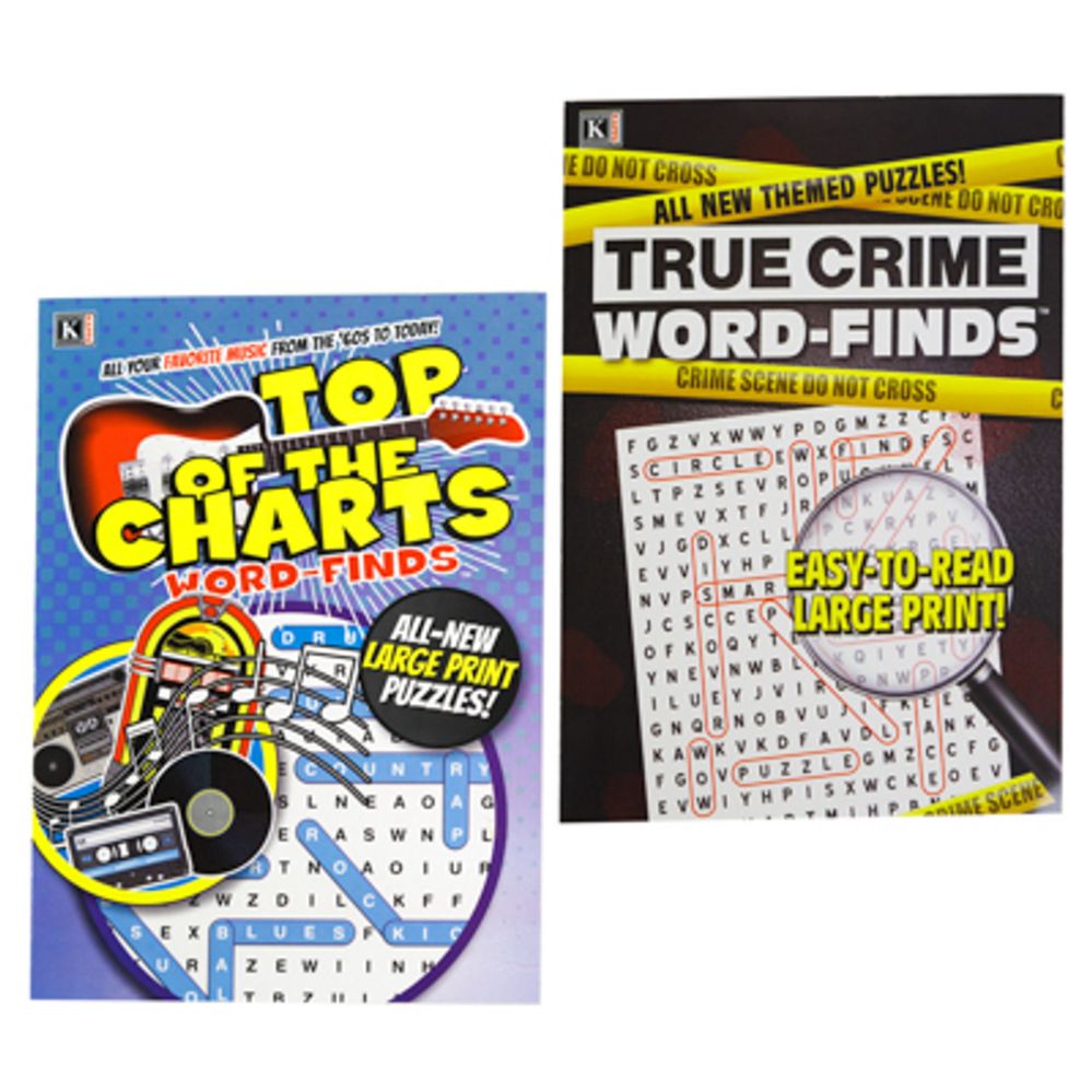 24 pieces of Word Find Themed 80pg True Crime And Top Of The Charts 2 Vol Per Cs Pdq