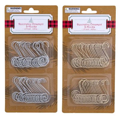 48 pieces of Ornament Decorative S-Hook40ct Gold/silver Blc 12pc Mdsgstrip