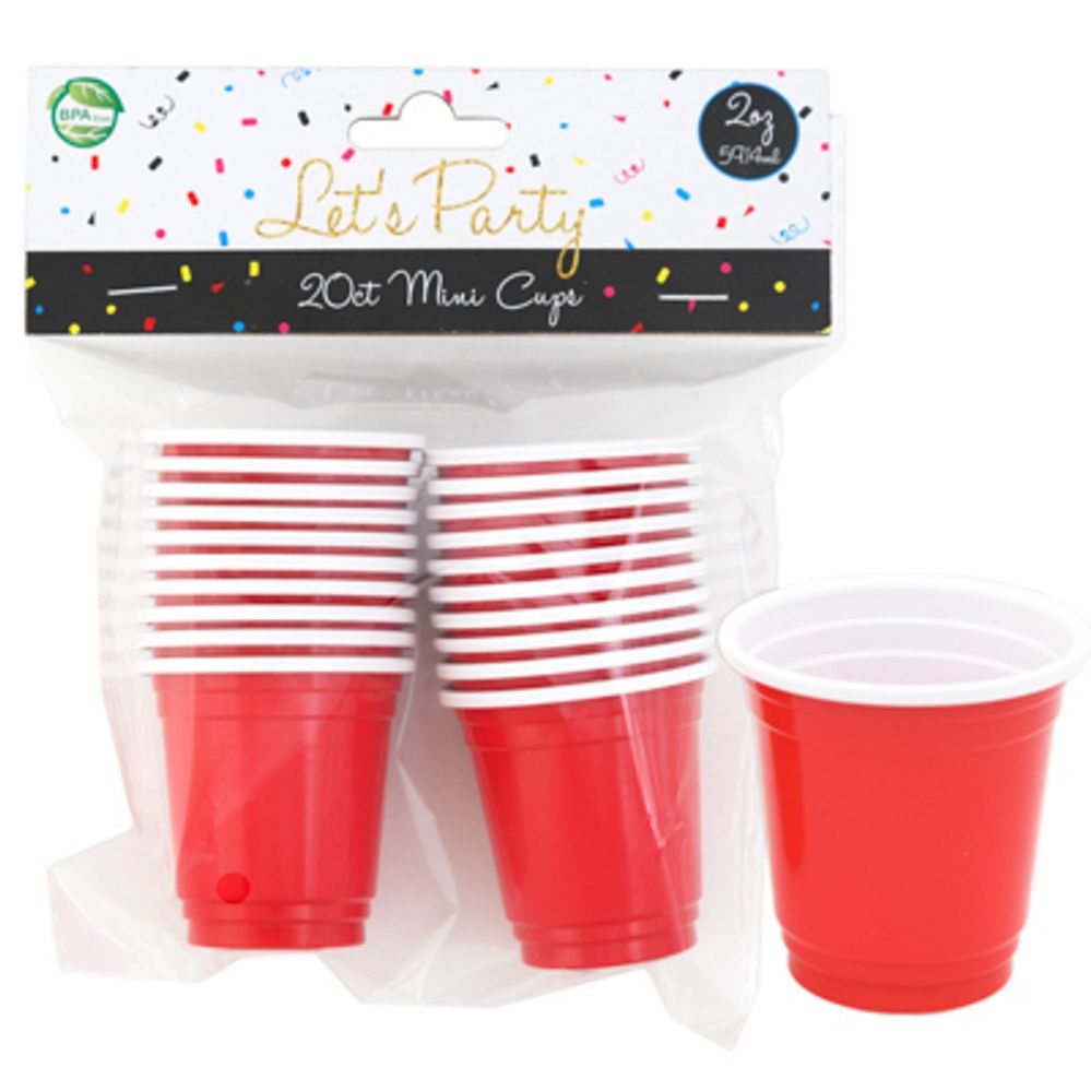 24 pieces of Cups Mini 20ct 2oz Redw/white Interior Party Pb/hdr